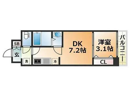 アドバンス神戸レイソレ(1DK/10階)の間取り写真