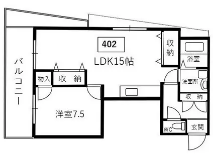 新栄プロパティー恵我之荘(1LDK/4階)の間取り写真