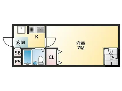 大栄ビル(1K/3階)の間取り写真