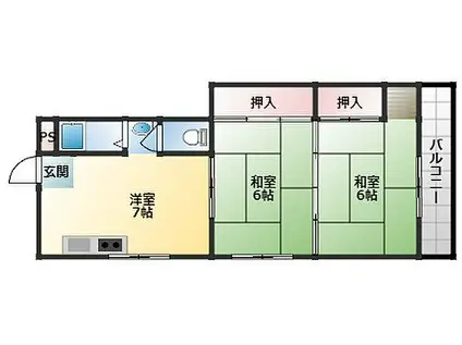 喜田マンション(2DK/2階)の間取り写真