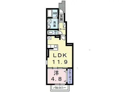 エスペランサII(1LDK/1階)の間取り写真