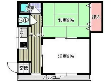 アーバニティ伊田(2K/3階)の間取り写真