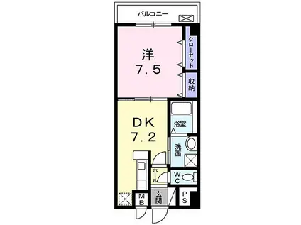 リバーコート 浅香(1DK/1階)の間取り写真