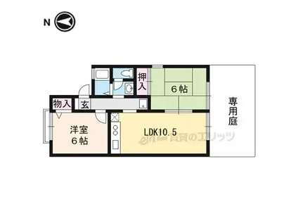 京阪石山坂本線 中ノ庄駅 徒歩2分 2階建 築32年(2LDK/1階)の間取り写真