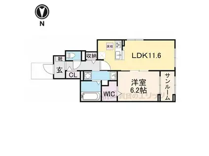 JR草津線 貴生川駅 徒歩3分 3階建 新築(1LDK/1階)の間取り写真