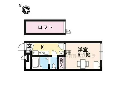京阪石山坂本線 瓦ケ浜駅 徒歩17分 2階建 築17年(1K/1階)の間取り写真