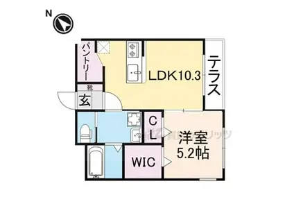 京阪石山坂本線 唐橋前駅 徒歩23分 3階建 築1年(1LDK/1階)の間取り写真