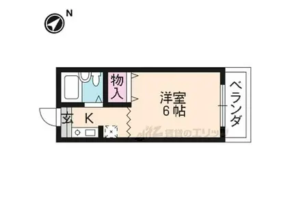 JR東海道・山陽本線 南草津駅 徒歩18分 4階建 築35年(1K/4階)の間取り写真