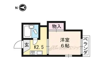 京阪石山坂本線 中ノ庄駅 徒歩3分 2階建 築36年(1K/1階)の間取り写真