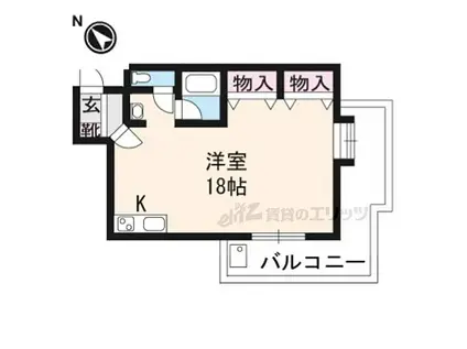 JR東海道・山陽本線 南草津駅 徒歩41分 4階建 築32年(ワンルーム/2階)の間取り写真