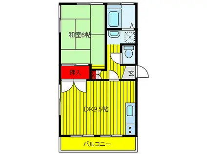 オカダビル(1LDK/2階)の間取り写真