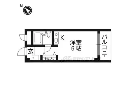 京阪本線 牧野駅 徒歩6分 4階建 築36年(ワンルーム/4階)の間取り写真