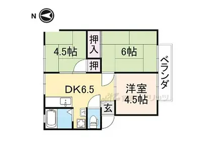 京阪本線 寝屋川市駅 徒歩23分 2階建 築37年(3DK/2階)の間取り写真
