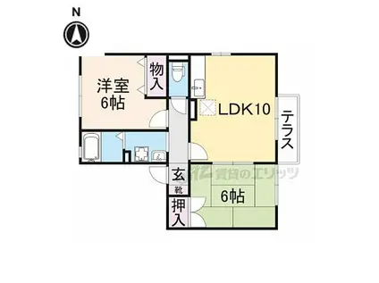 JR桜井線 京終駅 徒歩14分 2階建 築26年(2LDK/1階)の間取り写真