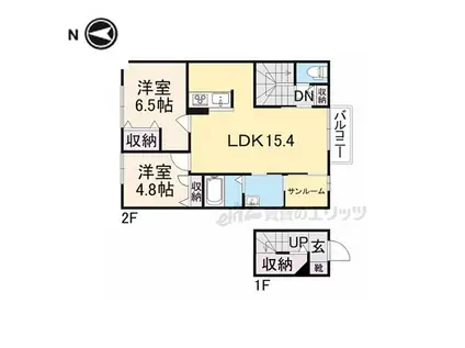 近鉄大阪線 二上駅 徒歩7分 2階建 築15年(2LDK/2階)の間取り写真