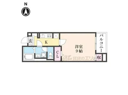 JR桜井線 天理駅 徒歩8分 4階建 築1年(1K/2階)の間取り写真