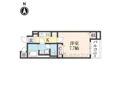 JR桜井線 天理駅 徒歩8分 4階建 築1年(1K/3階)の間取り写真