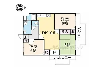 近鉄大阪線 大和朝倉駅 徒歩8分 4階建 築29年(3LDK/3階)の間取り写真