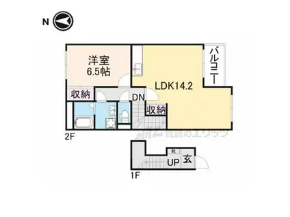 近鉄田原本線 池部駅 徒歩12分 2階建 築17年(1LDK/2階)の間取り写真