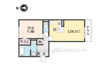 ラヴィベール(1LDK/1階)の間取り写真