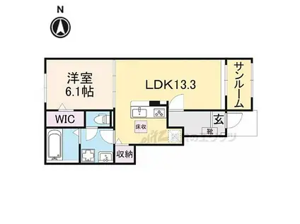 JR関西本線 大和小泉駅 徒歩16分 2階建 新築(1LDK/1階)の間取り写真