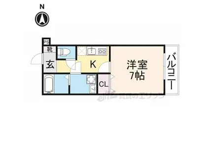 京阪本線 牧野駅 徒歩4分 3階建 築1年(1K/2階)の間取り写真
