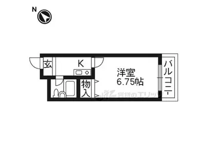 京阪本線 牧野駅 徒歩15分 2階建 築37年(1K/2階)の間取り写真