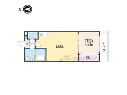 ジーメゾン大和郡山アメロ(1LDK/1階)の間取り写真