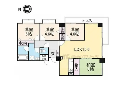 フォルムあやめ池(4DK/1階)の間取り写真