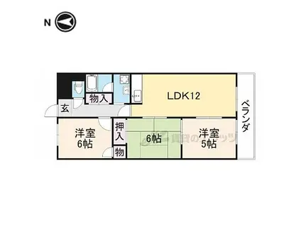 京阪本線 寝屋川市駅 徒歩20分 6階建 築26年(3LDK/4階)の間取り写真