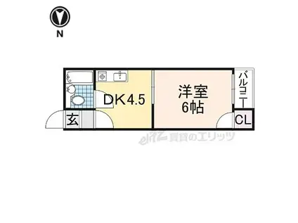 京阪本線 香里園駅 徒歩4分 3階建 築38年(1DK/3階)の間取り写真