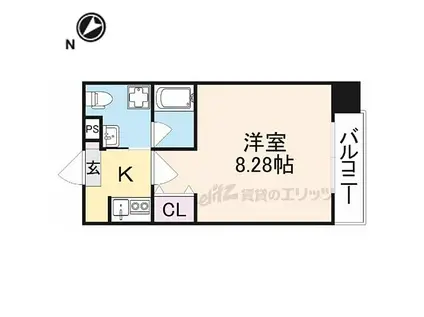 京阪交野線 交野市駅 徒歩5分 10階建 築18年(1K/3階)の間取り写真