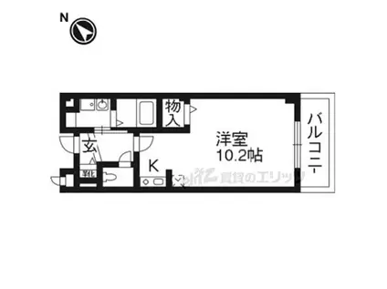 JR片町線(学研都市線) 津田駅 徒歩5分 3階建 築16年(ワンルーム/3階)の間取り写真