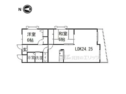 京阪本線 寝屋川市駅 徒歩15分 7階建 築31年(2LDK/6階)の間取り写真