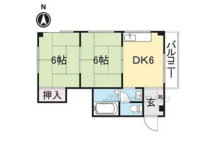 グランデ東香里II(2DK/4階)の間取り写真