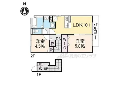 D-ROOM菅原町(2LDK/2階)の間取り写真