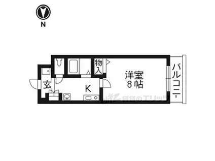 JR片町線(学研都市線) 津田駅 徒歩2分 6階建 築16年(1K/3階)の間取り写真