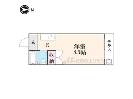 京阪本線 樟葉駅 徒歩10分 3階建 築38年(ワンルーム/1階)の間取り写真