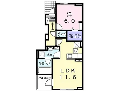 グレイスIV(1LDK/1階)の間取り写真