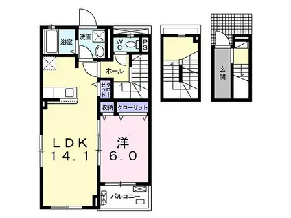 アルビオン(1LDK/3階)の間取り写真