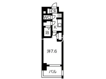 メイクスデザイン上前津(1K/7階)の間取り写真