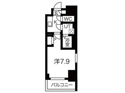 名古屋市営名城線 上前津駅 徒歩6分 13階建 築4年(1K/12階)の間取り写真
