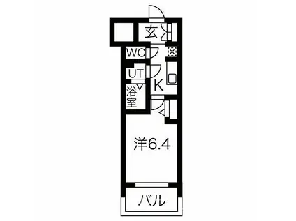 メイクス鶴舞II(1K/13階)の間取り写真