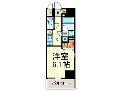 名古屋市営名城線 黒川駅(愛知) 徒歩4分 10階建 築7年(1K/4階)の間取り写真