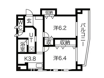 THE RESIDENCE IMAIKE ノース(2K/4階)の間取り写真