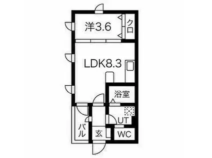 CALDO道徳公園 B(1LDK/2階)の間取り写真