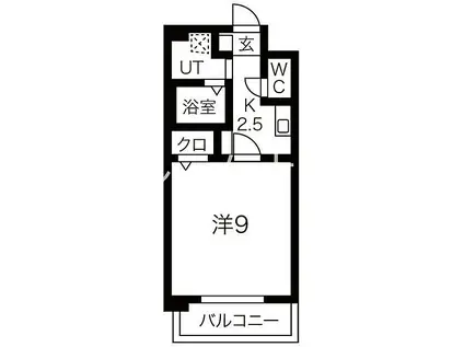 アビタシオン八事(1K/2階)の間取り写真