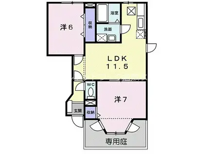 ブルグ中林(2LDK/1階)の間取り写真