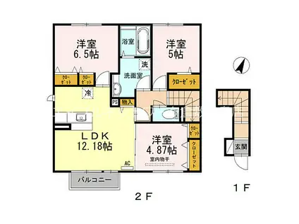 ヴィラ・ボヌール C棟(3LDK/2階)の間取り写真