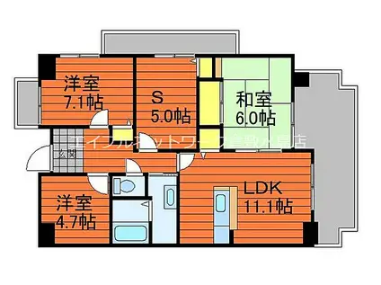 クリーンピア倉敷老松(3SLDK/6階)の間取り写真